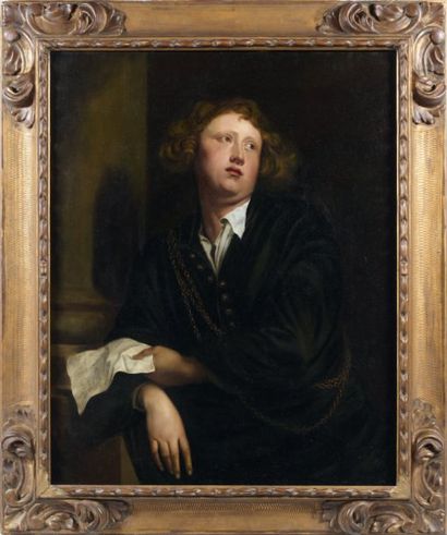 ÉCOLE FLAMANDE du XIXe siècle Portrait d'homme huile sur toile. D'après Van DYCK....