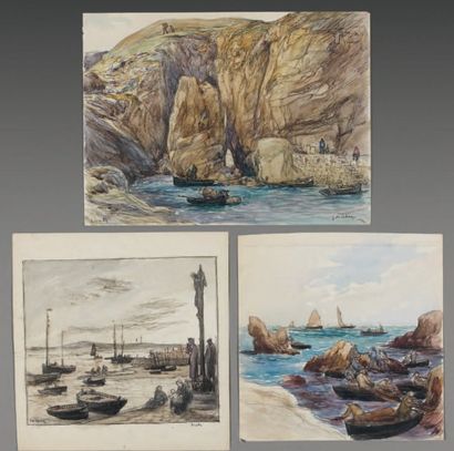 Gaston de LATENAY (1859-1943) Paysages, vues de Bretagne, personnages Environ trente...
