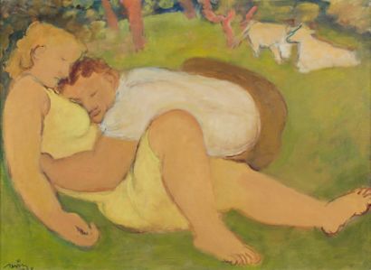 Maurice SAVIN (1894-1973) La sieste dans les prés, 1960 huile sur toile, signée et...