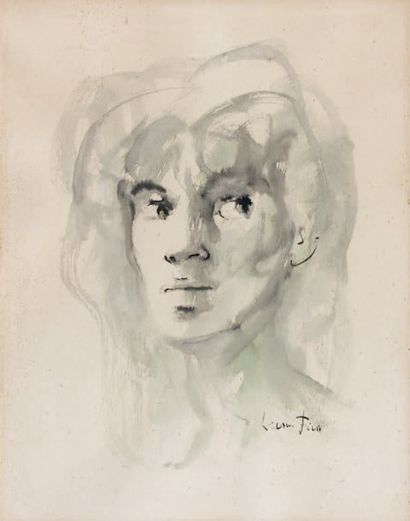 Léonor FINI (1908-1996) Portrait de femme Lavis, signé vers le bas et vers la droite....