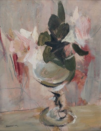 Roger CHASTEL (1897-1981) Vase de fleurs huile sur toile, signée en bas à gauche....
