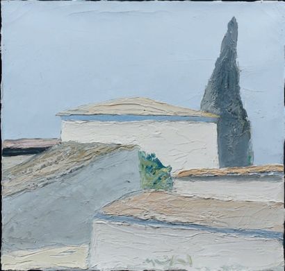 Roger MUHL (1929-2008) Maison en été huile sur toile, signée en bas vers le milieu...