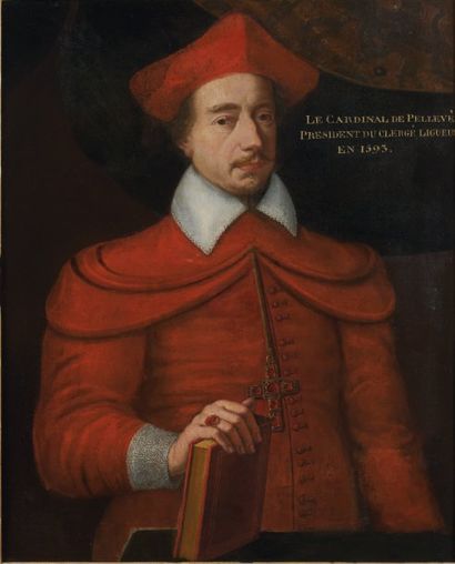 ÉCOLE FRANÇAISE du XVIIe siècle Portrait du Cardinal de Pellevé, Président du clergé...