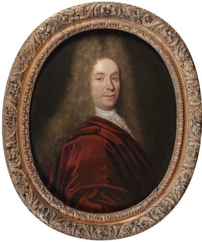 ÉCOLE FRANÇAISE du début du XVIIIe siècle Portrait d'homme à la veste rouge huile...