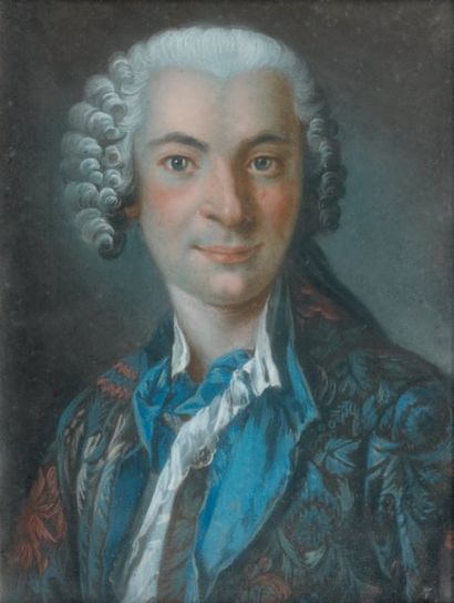 ÉCOLE FRANÇAISE du XIXe siècle dans le goût du XVIIIe siècle Portrait d'homme à la...