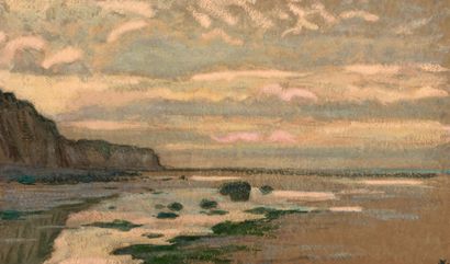 Jean Francis AUBURTIN (1866-1930) 
Éclaircie du matin sur les falaises de Pourville...