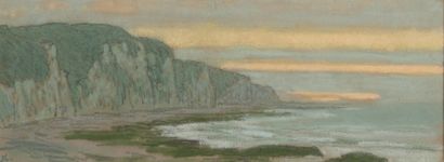Jean Francis AUBURTIN (1866-1930) 
Effet de lumière le matin sur les falaises de...