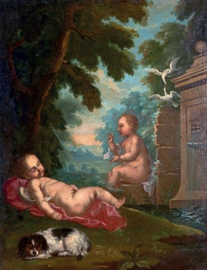 ÉCOLE FRANÇAISE du XVIIIe siècle, entourage de François EISEN L'amour endormi
L'amour...