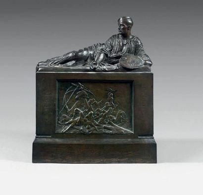 Antoine ETEX (1808-1888) 
Réduction du tombeau de Géricault en bronze à patine médaille...