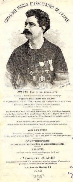 V. R. FARNÉ (Vers 1880) 
Le capitaine aéronaute Juhlès volant au dessus de Turin...