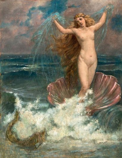 Alexandre CABANEL (1823-1889) 
Étude aboutie pour «La naissance de Vénus»
Huile sur...