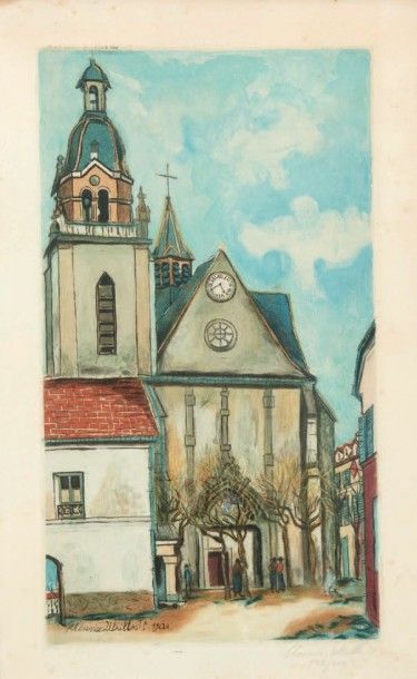 D'après Maurice UTRILLO L'église de Limours, 1926, eau-forte et aquatinte par Jacques...