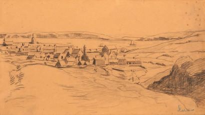 Maximilien Luce (1858-1941) Village en bord de mer
Dessin au crayon noir, signé en...
