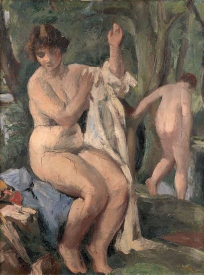Charles KVAPIL (1884-1957) Deux baigneuses
Huile sur toile, signée en bas à droite.
61...