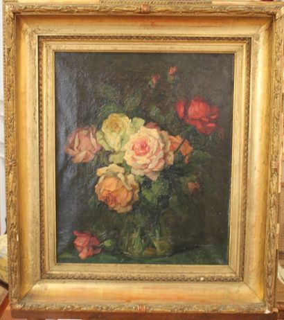 null Ecole moderne : "Bouquet de roses".
Huile sur toile, porte une signature V.
Jennifer...