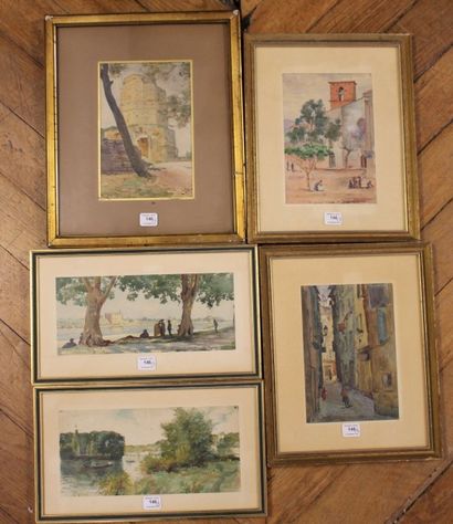 Eugène CAMOT Paysage, village
Ensemble de huit aquarelles dont trois signées en bas.
Entre...