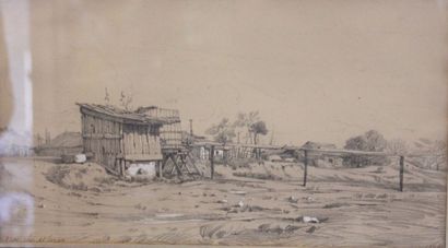 Camille FLERS (1802-1868) La cabane en bois - Chaumières - Paysages
Ensemble de cinq...