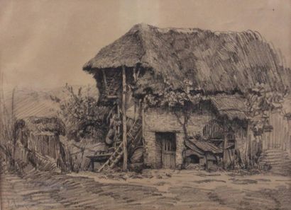 Camille FLERS (1802-1868) La cabane en bois - Chaumières - Paysages
Ensemble de cinq...