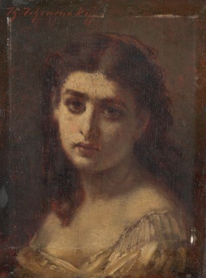Feodor TCHOUMAKOFF (1823-1891) Portrait de femme
Huile sur panneau, signée en haut...