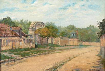 Edmond Marie PETITJEAN (1844-1925) Paysanne devant un porche
Huile sur toile, signée...
