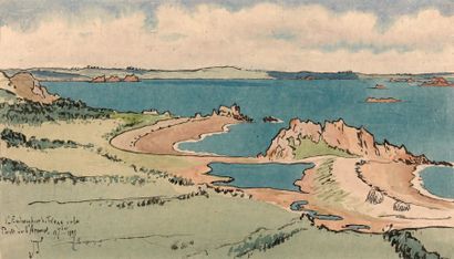 Jean-Francis AUBURTIN (1866-1930) L'embouchure du Trieux de la pointe de l'Arcouest,...