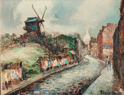 FRANK-WILL (1900-1951) Paris, Montmartre, le Moulin de la Galette
Huile sur toile,...