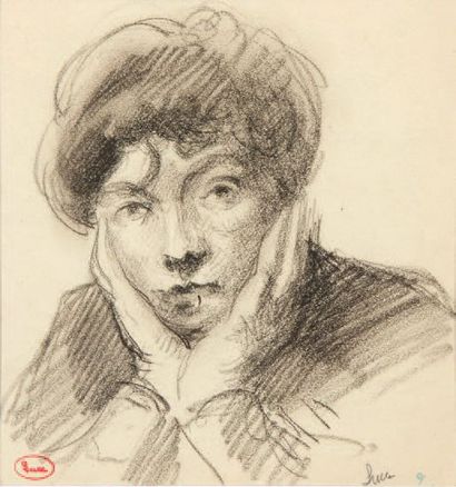 Maximilien Luce (1858-1941) Portrait d'Ambroisine Luce
Dessin au crayon noir et à...