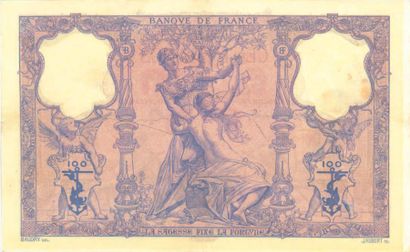 null 100 F bleu et rose type 1888. Billet du 3/05/1901.
Fay. 21-15.
TTB, bel aspect,...
