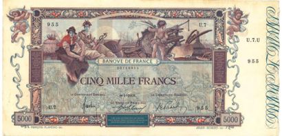 null 5000 Francs Flameng. Billet du 9/01/1918.
Fay. 43. TTB, petits crans en mar...