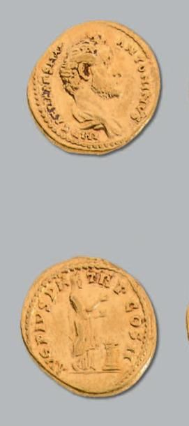 null ANTONIN le PIEUX (138-161)
Auréus. 6,95 g. Rome (139)
Son buste nu à droite.
R/La...