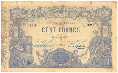 null 100 F type 1862 « indices noirs ». Billet du 21/01/1882.
Fayette F 39/A - 18...