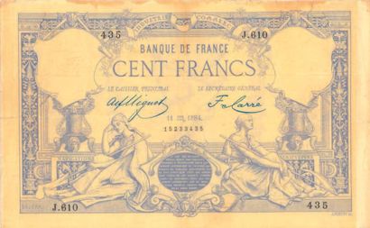 null 100 F type 1882. Billet du 11/10/1884.
Fayette F 48/A - 4.
TB, bon aspect, petite...