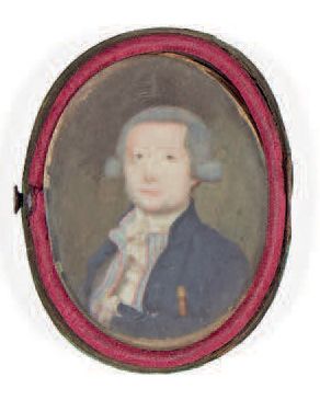 École FRANÇAISE du XVIIIe siècle 
Portrait d'homme
Miniature.
5,5 x 4,2 cm ovale
Dans...