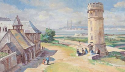 François BABOULET (1914-2010) Honeur, la tour de l'hôpital
Huile sur toile.
27 x...