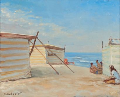 François BABOULET (1914-2010) Les cabines sur la plage
Huile sur panneau, signée...