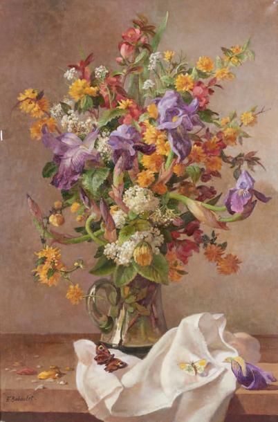François BABOULET (1914-2010) Bouquet de eurs aux papillons
Huile sur toile, signée...