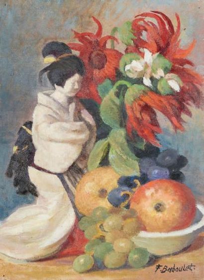 François BABOULET (1914-2010) La poupée japonaise aux fruits
Huile sur toile, signée...