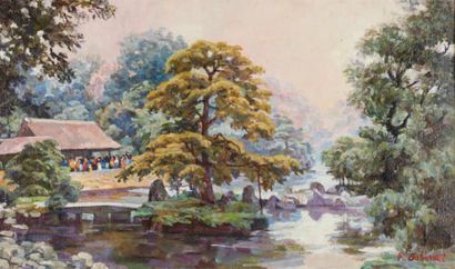 François BABOULET (1914-2010) Jardin à Kyoto
Huile sur toile, signée en bas à droite.
33...