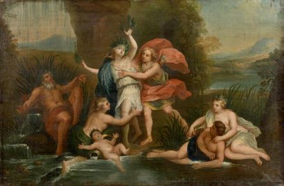 École FRANÇAISE du XVIIIe siècle 
Apollon et Daphné
Huile sur toile.
78,5 x 117 ...