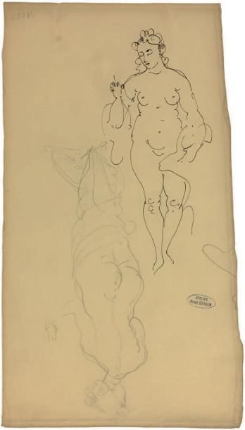 André DERAIN (1880-1954) Étude de nus
Dessin à l'encre et au crayon noir sur papier...