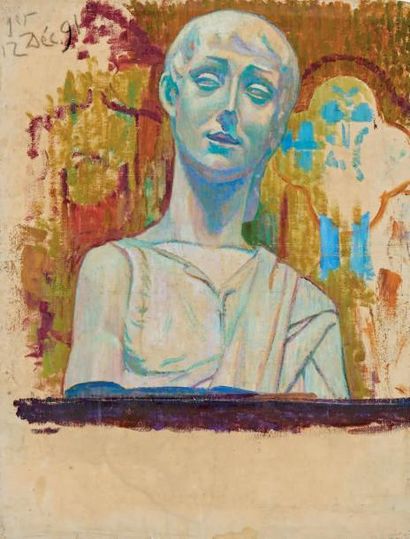 George-Daniel de MONFREID (1856-1929) Étude pour un buste en plâtre (Donatello),... Gazette Drouot