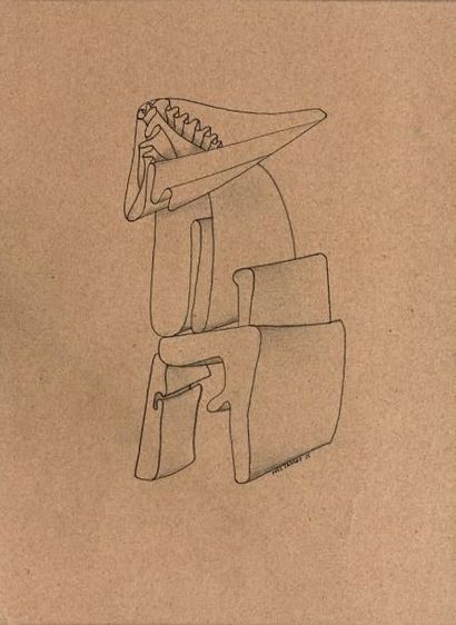 Yves TANGUY (1900-1955) Construction, 1935
Dessin au crayon noir signé et daté 35...