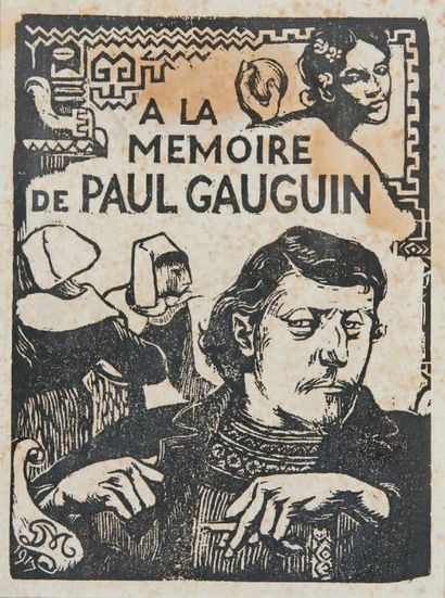 George-Daniel de MONFREID À la mémoire de Paul Gauguin, 1917, bois, 11 x 15 cm, marges... Gazette Drouot
