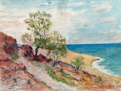 Henry de MONFREID (1879-1974)(nos 29 à 89) Bord de mer
Aquarelle, signée des initiales...