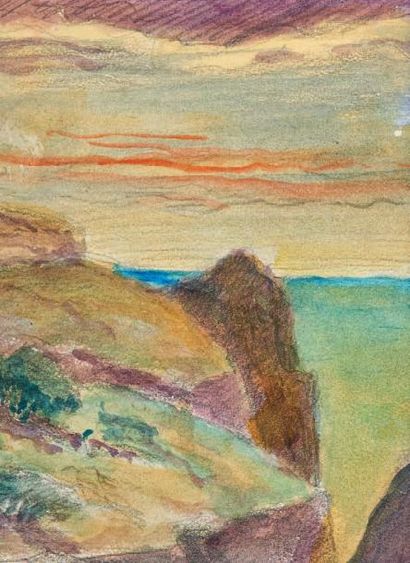 Henry de MONFREID (1879-1974)(nos 29 à 89) Les falaises
Aquarelle sur traits de crayon....