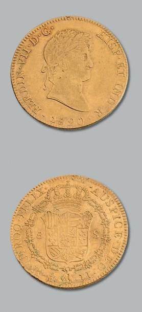 null MEXIQUE: Ferdinand VII (1808-1822) 8 escudos or. 1820. Mexico.
Fr. 52. TB à...