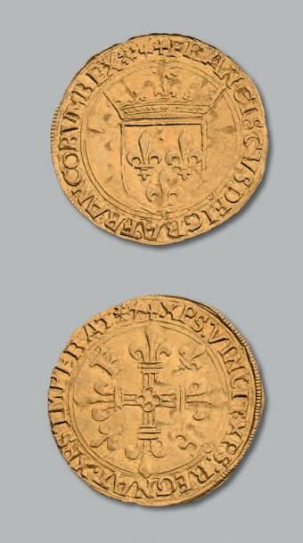 null FRANÇOIS Ier (1515-1547) Écu d'or au soleil, 5e type. Lyon.
D. 775. TTB.