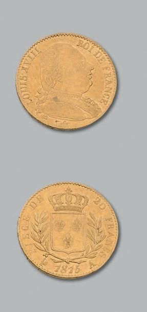 null LOUIS XVIII, première Restauration (1814-1815) 20 francs: 2 exemplaires. 1815....