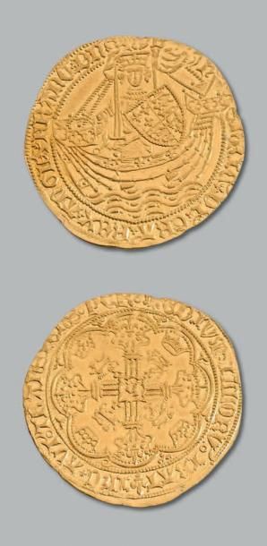 null HENRI VI (1422-1461) Noble d'or. Calais. S. 1803.
Légères traces sur la tranche....