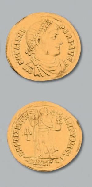 null VALENS (364-378) Solidus. Antioche (364). 4,40 g.
Son buste diadémé et drapé...